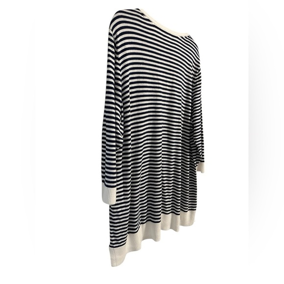 Market & Spruce Leila Split Neck Tassel Pullover Striped Knit 3/4 Sleeve Top 3X - Picture 5 of 7